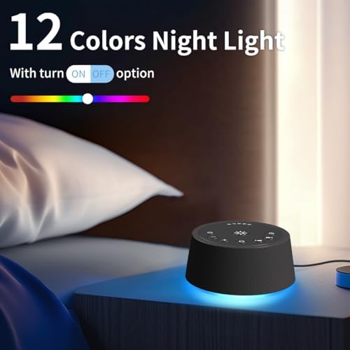 SoundLegend White Noise Sleep Sound Machines 30 Sounds 12 Colors Light 32-Level Volume 5 Timers for Home Travel Gift Adjustable Brightness Memory Function Compact - Image 3