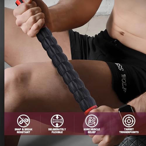 Massage Roller Stick,Muscle Roller Stick for Athletes, Liposuction Massage Roller for Lymphatic Drainage, for Relief Muscle Soreness, Trigger Points, Help Runner Legs, Back Recovery (Red & Black) - Image 2