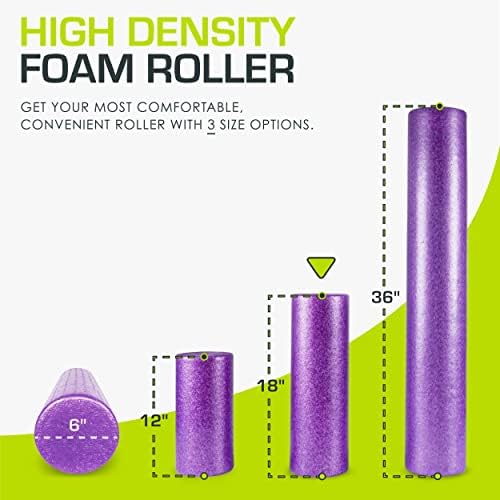 ProsourceFit High Density Foam Rollers 18 - inches long, Firm Full Body Athletic Massager for Back Stretching, Yoga, Pilates, Post Workout Trigger Point Release, Purple - Image 2