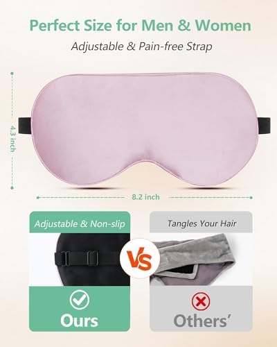 BeeVines 100% Mulberry Silk Sleep Mask, Light Blocking Eye Masks (2 Packs) - Image 4