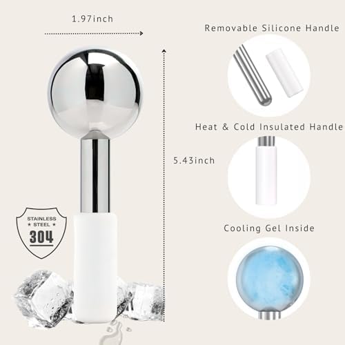 Ice Roller for Face Ice Globes Eye Massager Facial Roller Tools Stainless Steel Cryo Globes Long-Lasting Cold Therapy for Eyes, Hot Flashes, Body Skin Care for Puffiness, Wrinkles - Image 2