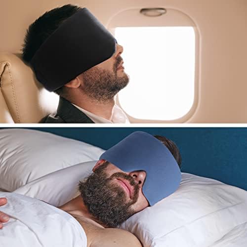 FRESHME Pure Handmade Cotton Sleep Mask - Blackout Eye Mask with Adjustable Velcro Soft and Comfortable Eye Blinder Shade for Men Women Travel Office Nap Airplane Blue - Image 2