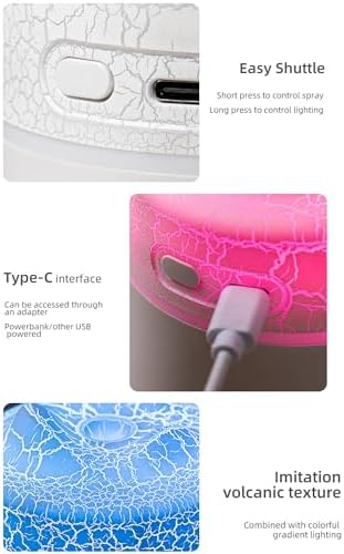 Portable Mini Humidifier, Colorful Volcanic Texture, 300mL Cool Mist Humidifier, USB Powered, Auto Shut-Off. Perfect for Bedroom, Office & Car. - Image 5