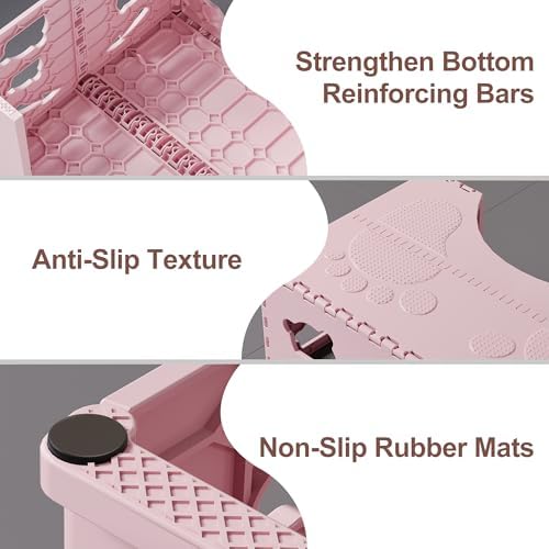 Foldable Poop Stool Adult, 7 Inch Toilet Stool Squat, Pink Potty Stool - Image 6