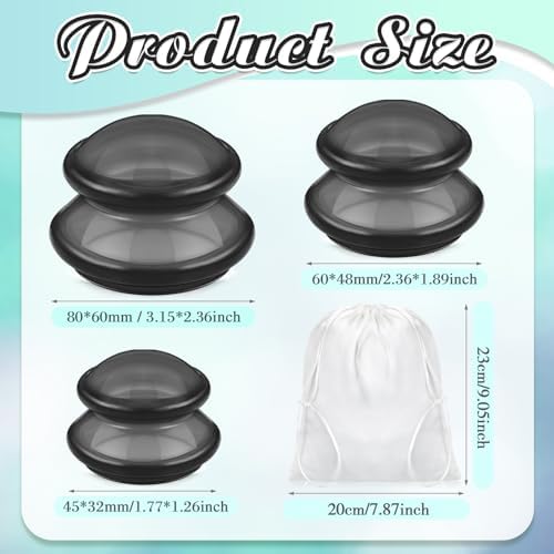 TrelaCo 6 Pcs Silicone Cupping Kit for Massage Therapy,Clear Black - Image 2