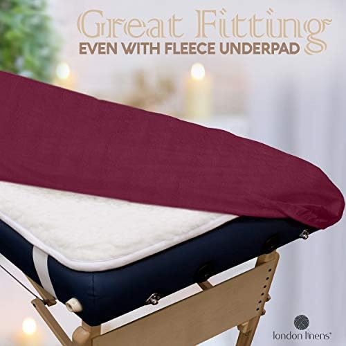 London Linens Extra Thick 3 Piece Set Massage Table Sheets Set - 100% Natural Cotton Flannel - Includes Massage Table Cover, Massage Fitted Sheet, and Massage Face Rest Cover (Burgundy) - Image 3