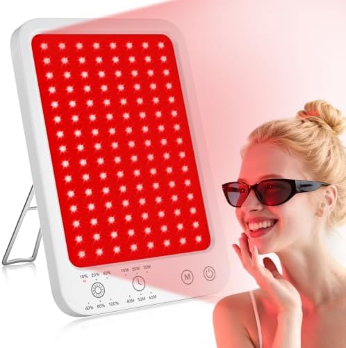 Red Light Therapy for Face Body, Red Light Panel with Adjustable Stand, 660nm and 850nm Near Infrared Therapy Lamp with 3 Modes, 6 Adjustable Brightness and Timer, Home and Travel Use,Gift for Women by Puroth