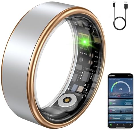 Smart Ring Fitness Tracker Ring for Women & Men, Sleep/Step/Blood Oxygen/Heart Rate Monitor, Long-Lasting Battery Sleep Ring, No Subscription Fee, Compatible with Android & iPhone (Matte Silver, #9) by Unknown