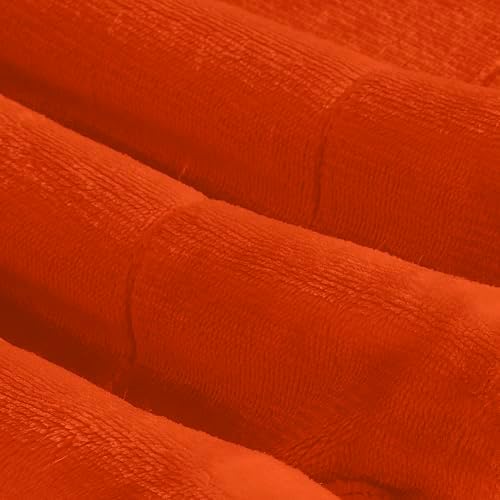 Elegant Comfort Ultra Soft Reversible Flannel Sherpa Blanket - Cozy Silky Fleece Throw for Couch, Bed - Plush Fuzzy Warm Winter Blanket for Gift, King, Orange - Image 7