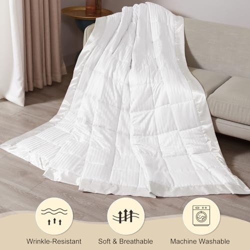 downluxe Weighted Blanket Queen Size, 15 lb Weighted Blanket with Glass Beads for All Season, Machine Washable Heavy Blanket (Ivory, 90 X 90 Inch) - Image 6