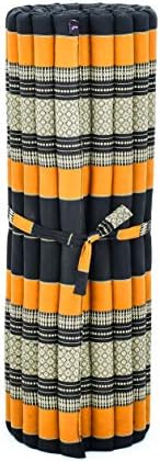 Leewadee - Kapok Roll Mat – Handcrafted Folding Sleep & Relaxation Mattress from Thailand, Ideal as Guest Bed, Camping Mat, Yoga Mat or Traditional Futon, 75 x 39 inches, Black Orange - Image 4