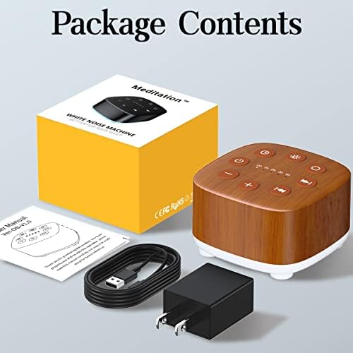 Meditation White Noise Machine Sound Machine 30 Soothing Sounds 12 Night Light 5 Auto-Off Timer Portable Sleep Machine for Travel Powered by AC or USB Sleep Therapy for Baby Kids Adults (Wood Grain) - Image 7