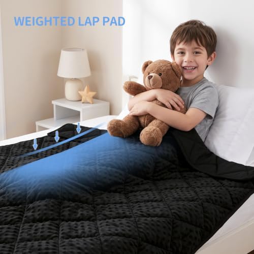 MAXTID Weighted Blanket Kids 5lbs 36"x48" Kids Blanket for Boys & Girls Weighted Throw Blanket Children Bedding Gifts for 5 6 7 8+ Year Old Kid Small Weighted Comfort Blankets,Black - Image 6