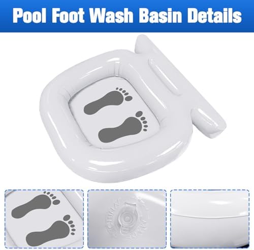 Inflatable Pool Foot Bath Basin, Portable Foldable Foot Wash Bath Basin for Soaking Feet, Beach, Hot Tub Spa, Above & In-Ground Swimming Pool Entry Ladder (White) - Image 3