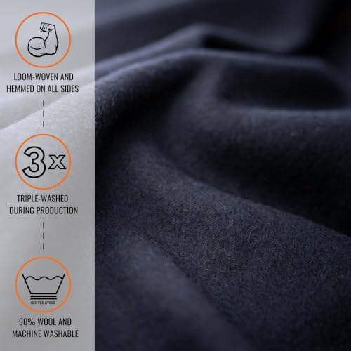 Arcturus Tahoe Wool Bed Blanket | Soft, Breathable Wool Blanket for Year-Round Comfort - Queen Size (90"x 96") | Thick, Washable & Warm (Navy Blue) - Image 2