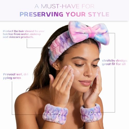 Ayesha Spa Headband and Wristband Set for Washing Face Skincare Makeup - Image 2