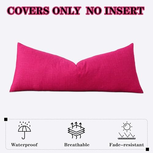 Kevin Textile Outdoor Waterproof 14”x36” Pillow Cover 1 Pack, Hot Pink - Image 6