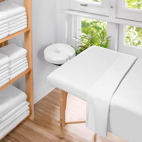 Saloniture 3-Piece Microfiber Massage Table Sheet Set - Premium Facial Bed Cover - Includes Flat and Fitted Sheets with Face Cradle Cover - White - Image 6