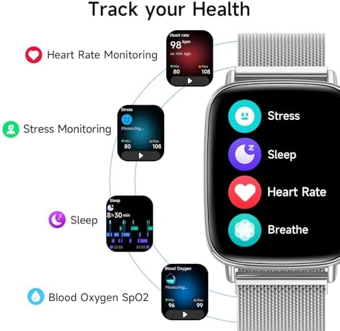 Smart Watch for Men Women, 1.85" HD Smartwatch Compatible iPhone/Samsung/Android (Answer/Make Calls), 100+ Sport Modes Fitness Tracker with Heart Rate/Sleep/SpO2 Monitor, IP68 Waterproof - Image 3