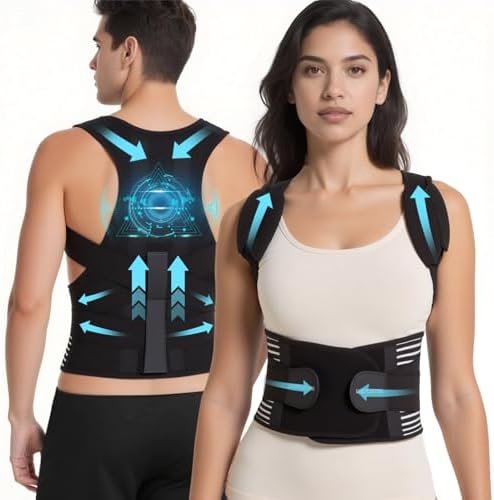 Back Brace Posture Corrector for Women and Men, Shoulder and Back Support Brace, Adjustable Back Straightener Posture Corrector for Pain Relief and Improves Posture (Large) by Unknown