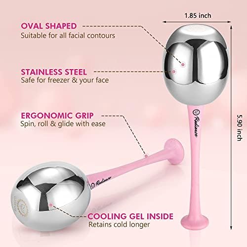 RADIANCE Ice Globes for Facials Skin Care - Cryo Globes, Non Shatter, Face Cooling Cold Stainless Steel, Cryo Freeze Tool Roller for Depuffing Eyes, Face Massage with a Storage Case & Polish Cloth - Image 6