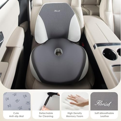 FLORICH Upgraded Ergonomic Memory Foam Car Seat Cushion with Lumbar Support, Non-Slip, Washable Driving Seat Cushion for Back & Sciatica Pain Relief, Large Car Seat Cushion Driver, Office-Gray - Image 2