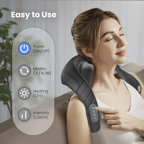 COMFIER Cordless Neck Shoulder Massager with Heat,Classic Black - Image 5