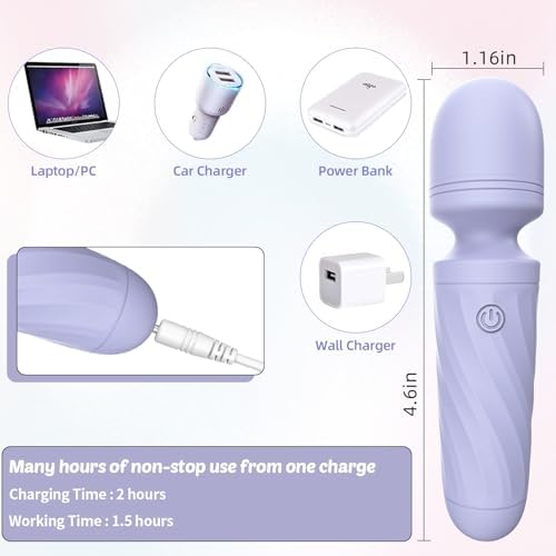 Mini Massager Wand-Waterproof,10 Vibration(Gray Purple) - Image 4