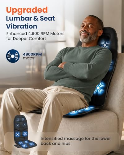 COMFIER Vibration Back Massager with Heat, 10-Motor Massage Seat Cushion for Chair, Graphene Heated Massage Chair Pad for Back, Lumbar & Thighs, 5 Modes, 3 Intensities, Home Office Recliner Gift - Image 2