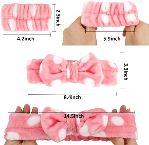 WHAVEL 6PCS Spa Headband and Wristbands Set, Face Wash Headband Wrist Bands for Washing Face Makeup Skincare Hair Band Skin Care Accessories Tools - Image 2