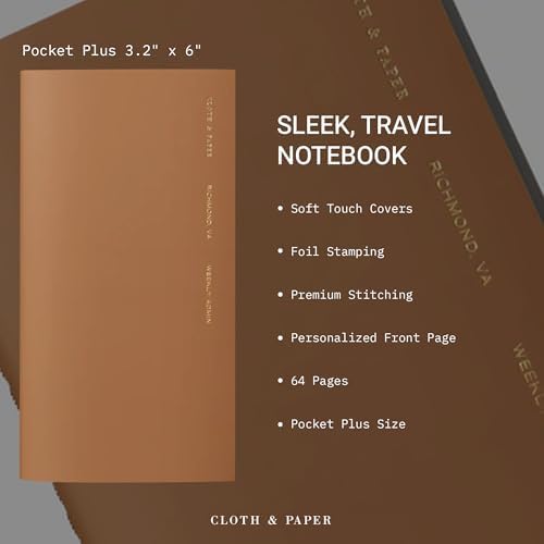 Cloth & Paper Travel Notebook | Weekly Admin Planner – Macchiato | Pocket Plus Weekly Planner 3.2" x 6" | Weekly Schedule Planner with Task & Habit Layout for Organized Planning – Soft Touch Cover - Image 3