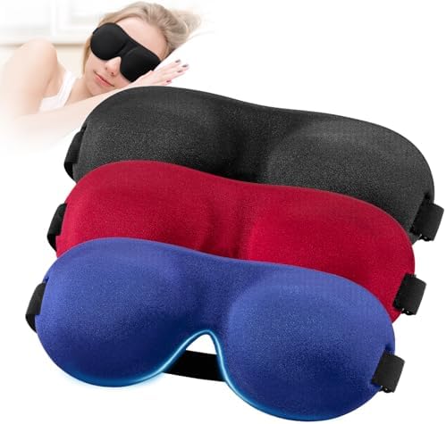 YIVIEW Sleep Mask for Back and Side Sleeper 3 Pack, 100% Blackout Eye Mask by YIVIEW