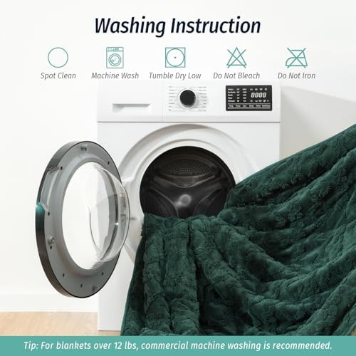 Wemore Cozy Weighted Blankets for Sleep Queen 60" x 80" 15 lbs Dark Green - Image 6
