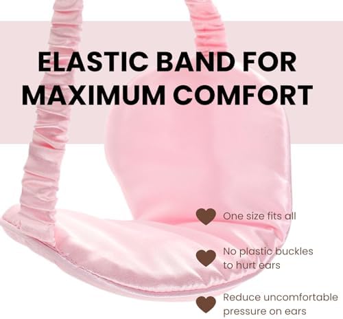 Pink Sleep Eye Mask, Blackout Silk Satin Travel Blindfold Set Women - Image 6
