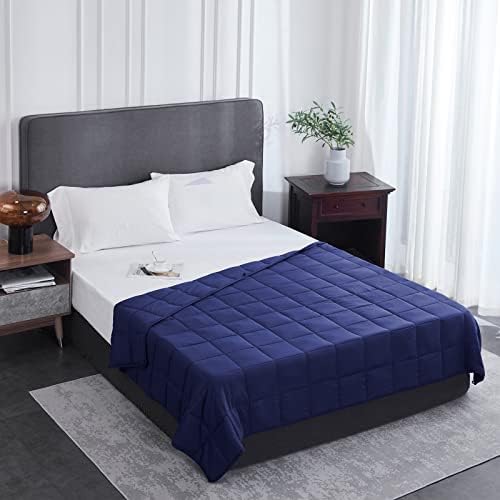 L'AGRATY Weighted Blanket for Adults 20lbs, 48"x72" Twin Full Size Cooling Heavy Blanket Breathable Microfiber Big Throw Blanket for Summer Fall Winter, Navy - Image 2