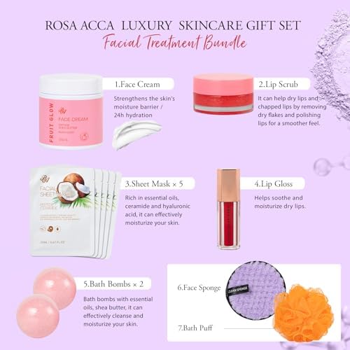 42 Pcs Mother's Day Gifts, Super Fruit Bath and Body Spa Gift Basket Set for Women, Facial Skin Care Kit, Self-Care Gifts Basket Set, Lip Gloss, Face Sheet Mask, Birthday, Christmas, Anniversary, Mom - Image 3