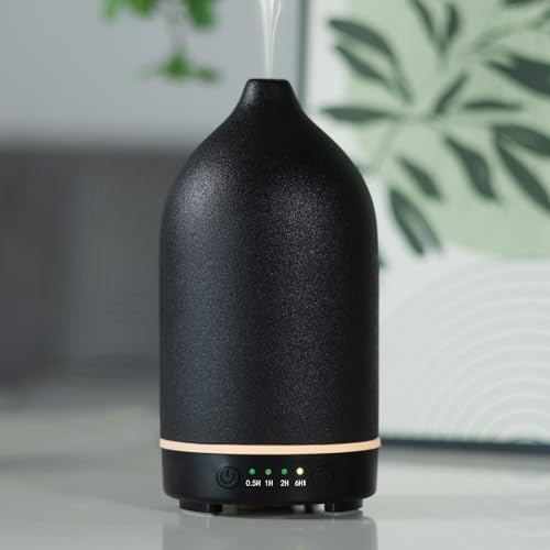 Essential Oil Diffuser Diffuser -Aromatherapy Diffuser for Essential Oils with Timer and 7 Colors LED Light Ultrasonic Diffuser with Auto Shut-Off, Home Office Decor&Gift (Black-150ml) by EQUSUPRO