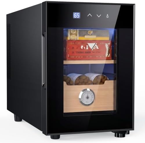 KingChii 16L Cigar Cooler Humidor with Cooling Control System, Electronic Cigar Cabinet Spanish Cedar Shelves & Digital Hygrometer, Father Day Gifts for Men (2 Layers 100 Capacity） by KingChii