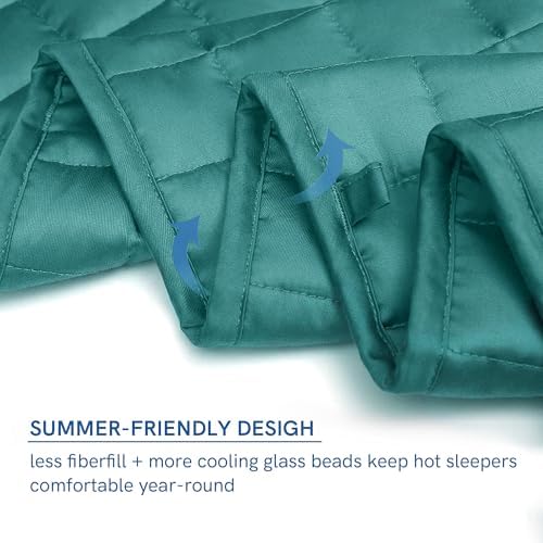YnM Exclusive Cooling Weighted Blanket, Bed Blanket for One Person of 160lbs, Ideal for Queen/King Bed (60x80 Inches, 17 Pounds, Sea Grass) - Image 4