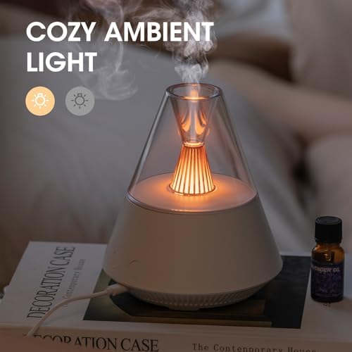 Ultrasonic Essential Oil Diffuser, 150ML Modern Aromatherapy Diffuser with Candle Light, 2 Mist Mode, Remote Control, Auto-Off, Small Cool Mist Humidifier for Home Bedroom Office Yoga, White - Image 4