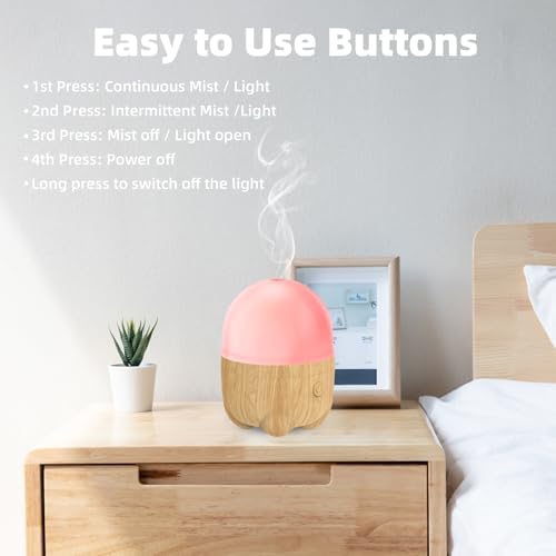 SEEDSEEL 150ML Rechargeable Battery Essential Oil Diffuser, Portable Cordless Aromatherapy Diffuser with 7 LED Color Changing Lights, for Bedroom, Office, Outdoor - Image 6