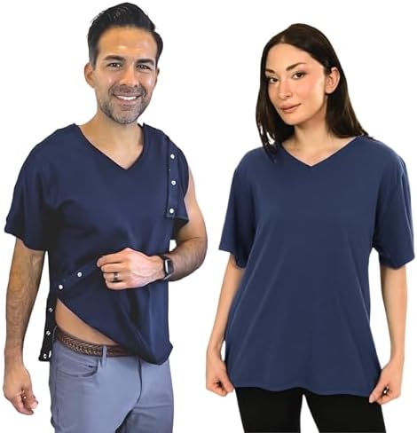 Inspired Comforts Unisex Post Surgery & Rehab V Neck Dual Access Snap Shirt by InspiredComforts