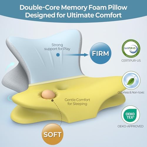 Cervical Neck Pillow for Pain Relief, Ergonomic Reading Pillow for Bed, Orthopedic Wedge Pillow Back Support Pillow, Contour Memory Foam Pillows for Sleeping, Couch Floor Use Lying Reading (Blue) - Image 3