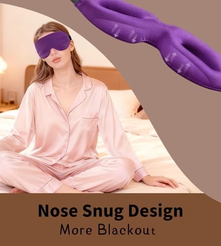 Sleep Mask for Women Men Comfortable Blockout Soft 3D Padded Eye Mask for Sleeping Side Sleeper Friendly Purple - Image 4
