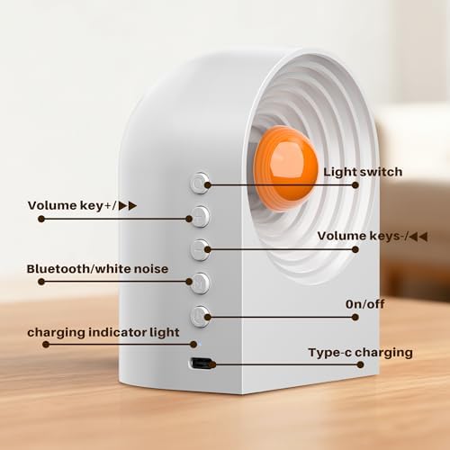 UNEEDE White Noise Sound Machine with Bluetooth Functionality, Night Light, Portable Bluetooth Speaker with Noise Canceling for Office & Sleeping, Meditation, Gathering (White) - Image 6