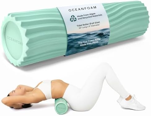 Oceanfoam Tidal Roller - Seafoam - Muscle Massage Foam Roller for Back Pain & Stretching - Firm and Ergonomic Wide Wave Textured - Yoga, Athletics, & Wellness - Full Size, 20" x 5" - Image 2