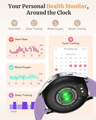 Smart Watch Fitness Tracker for iPhone Android for Women Men, Activity Tracker with Calorie & Step Counter, 150+ Sports, Daily Workout & Sleep Monitor，IP68 Waterproof Smartwatch (Purple) - Image 2