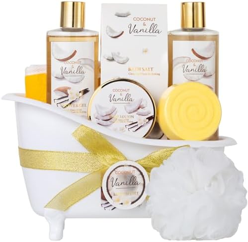 Spa Bath & Body Gift Basket for Women & Men, Coconut Vanilla by SaintRoy