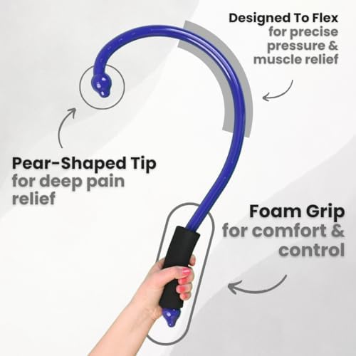 QFlex Back Massager Hook - Trigger Point Self Massage Tool for Neck, Shoulder & Muscle Knot Relief - Deep Tissue Massager Stick - As Seen on Shark Tank - Made in USA - Image 4