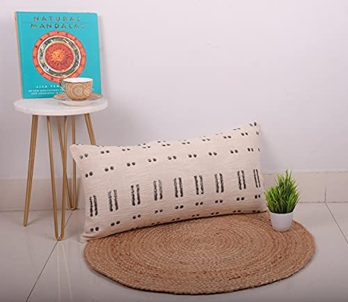 Trade Star Decorative Cotton Lumbar Pillow Cover Mudcloth Throw Pillow Cover Large Pillow for Living Room Handwoven Modern Boho Couch Bedroom Sofa Fall Decor Case (Ivory Blossom 12X24 INCH) - Image 2